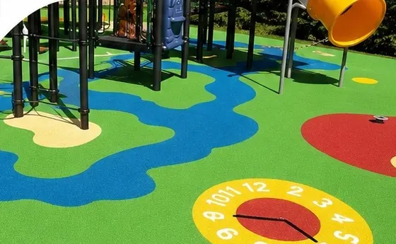 Playground with a colourful EPDM rubber surface