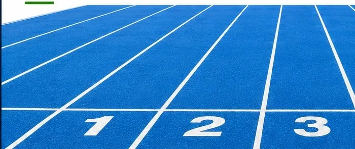 Synthetic running track lanes with lane numbers