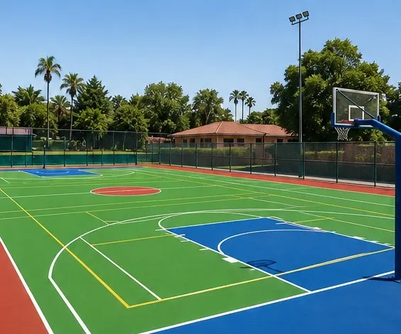 Outdoor multi-sport court with several layouts