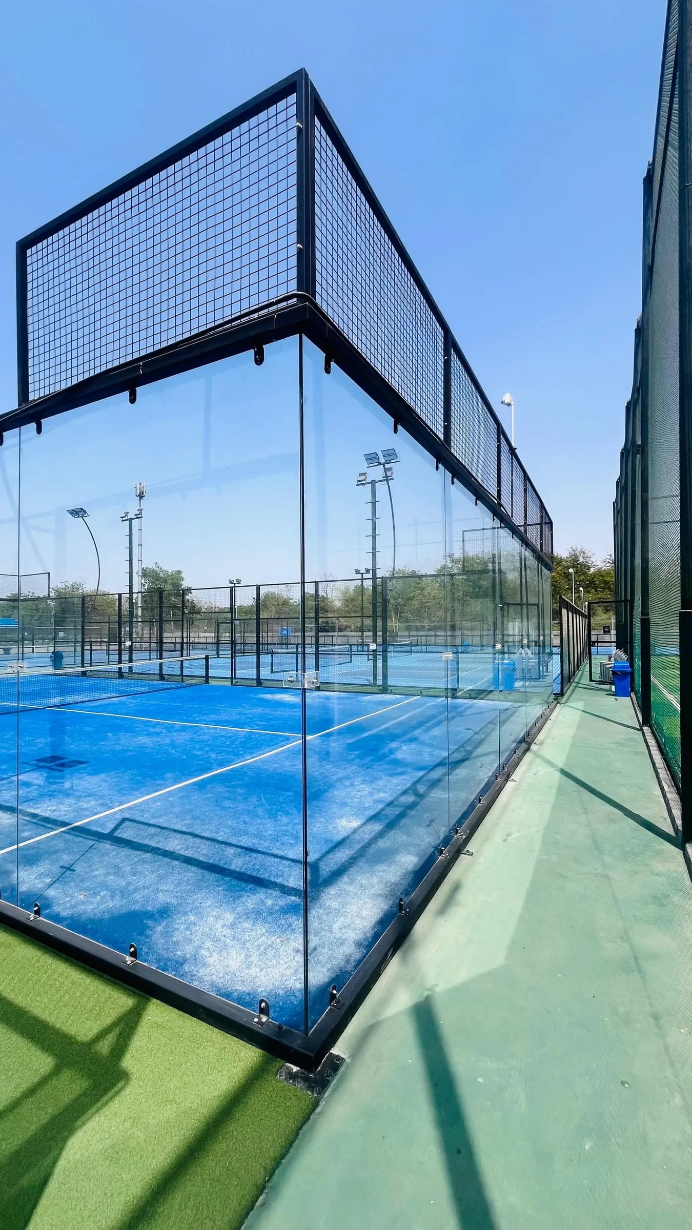 Padel court with glass walls