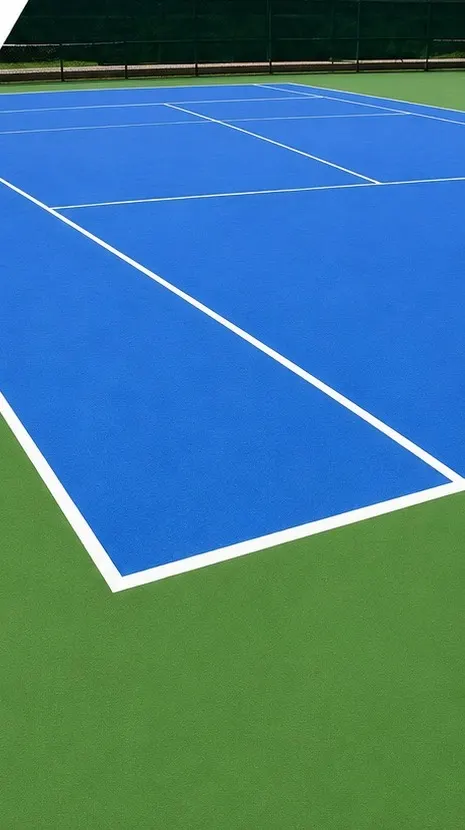 Outdoor tennis court with a blue acrylic surface